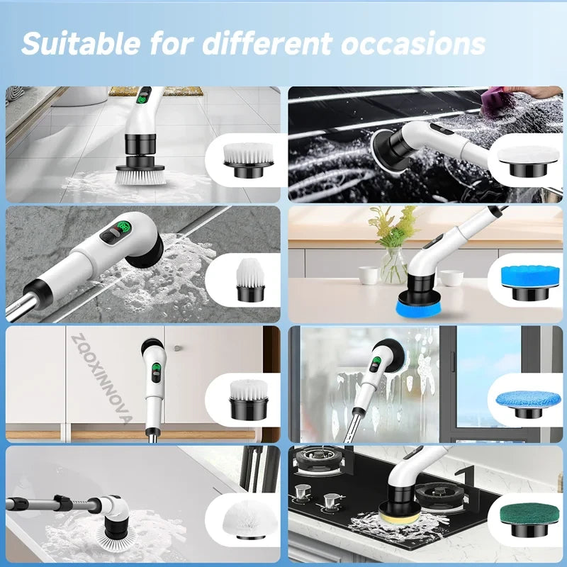 Electric Cordless Cleaning Scrubber – Complete Set (All Attachments Included)